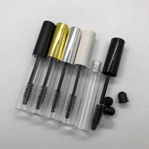 Semplice tubo da 10 ml contenitore per bottiglia di mascara vuoto con pennello per bacchetta per ciglia Bottiglie per ciglia rotonde PETG trasparente Bottiglie di imballaggio per mascara vuote