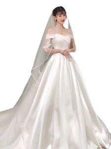 Abito maniche 2025 elegante super spalle scoperte perline fatte a mano qualità da sposa con perline fatte a mano tutto abito con pizzo lusso e abito da sposa bellissimo abito da sposa