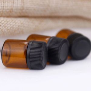 1 ml 2 ml Amber Glass Essential Oil Bottle Parfume Prov Tubes Bottle With Plug and Cap Classic