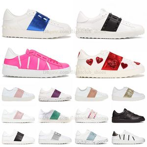 top quality valentine shoes mens womens valentine's sneakers black white navy blue pink golden spikes trainers loafers rivets casual dress shoe rockstud platform