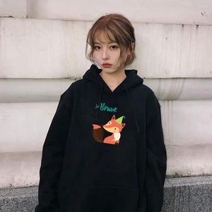 Kvinnors hoodies Warm Squirrel Cartoon Print Be Brave Series College Style Casual Subtimased Hoodie Women's Harajuku Sweatshirt Kawaii