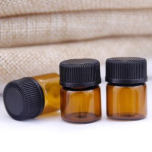 1ml 2ml Amber Glass Essential Oil Bottle perfume sample tubes Bottle with Plug and cap