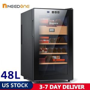 Refrigerator NEEDONE 48L Cigar Humidor Intelligent Control Temperature Humidity Heating Cooling Electric Cooler Humidor Cigar Wine Cabinet