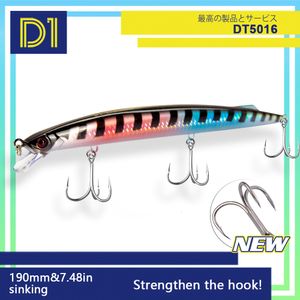 Yemler d1 deniz balıkçılığı minnow cazibesi 190mm 36g trolling batma derinliği 0.6-0.9m uzunluğunda jerkbait tuzlu su salgını Seabass ton balığı barracuda 230516