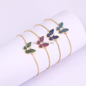 Link bransoletki 10pcs ZYZ176-1435 Modna Butterfly Charm Connector Bransoleta Micro Pave CZ Stones Girls Biżuter