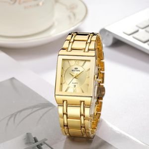 Wristwatches Top Watch For Men Rectangular Quartz Clock Alloy Watches Business Party Gift Relogio Homem