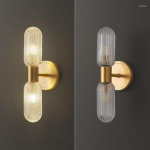 Lampa ścienna Vintage Nordic Crystal Sconce oświetlenie marmurowe lukier Merdiven Nowoczesne wykończenia inteligentne przełącznik LED