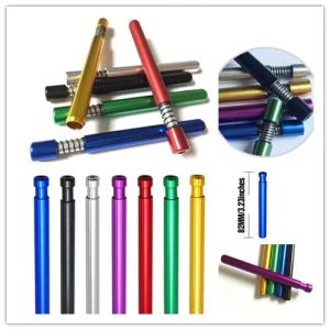 82mm Multi Colori Primavera Bocca Metallo Tubi di fumo Suggerimenti per filtri Alluminio uno Hitter Pipistrelli Autopulente Snuff Snorter Dugout Pipe