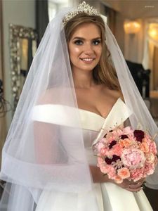 Bridal Veils Horsehair Edge Long Wedding Veil 2 Warstwy Katedra z grzebieniem 3 metry pokrywa akcesoria do twarzy