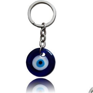 Portachiavi 10 Pz / lotto Vintage Sier Turkish Teardrop Vetro blu Evil Eye Charm Portachiavi Regali Catene adatte Accessori Gioielli A29 1161 Q Otbzd