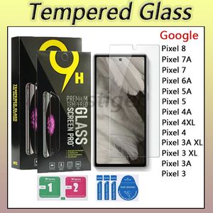 スクリーンプロテクター強化ガラス Google Pixel 8 7A 7 6A 5A 5 4A 4XL 4 3A XL 3 5G 保護フィルム 9H 0.33mm 2.5D 小売ボックス付き
