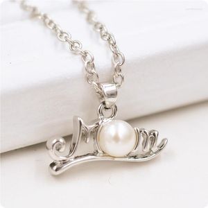 Pendant Necklaces Fashion Female MOM Letter Simulated Pearl Vintage Necklace Choker Chain Jewelry Mother's Day Gift