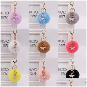 Portachiavi 8Cm Donne Pompon Peluche Anello Pom Dancing Angel Portachiavi Fluffy Rex Rabbit Fur Ball Portachiavi Ciondolo Borsa Charm 199 R2 Dro Otvt3