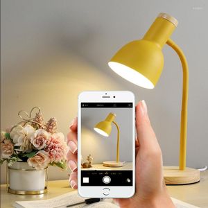 Table Lamps Creative Wooden Art Iron LED Hose Folding Nordic Desk Lamp Eye Protection Reading Living Room Bedroom Home Decor