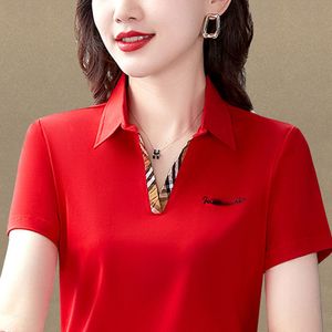 Polo for Woman Summer Women Slim Polo koszule krótkoczepowe swobodne pique bawełniane logo haftowe żeńska mejr moda guzika homme