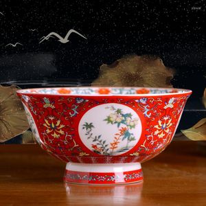 ボウル5インチライスボウル家庭用セラミックJingdezhen Bone Chinese Chinese Enamel Pastel Antique Stilt Taillewareシングル