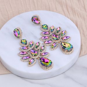 Dangle Chandelier Novelty Design Shiny Flowers Dangle Earrings For Women Fashion Jewlery Evening Dress Statement Earrings Accessory 230516
