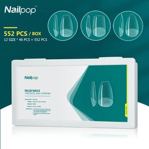 False Nails Nailpop 552pcs Short AlmondCoffin Nail Set Acrylic Full Cover Tips Press on Fake Capsule Art 230515