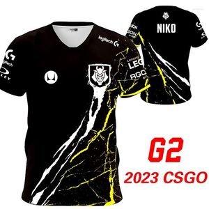 T-shirt da uomo 2023 Esports Jersey G2 Team Uniform Manica corta da uomo Casual con scollo a V Top Tee Fans Abbigliamento sportivo Estate