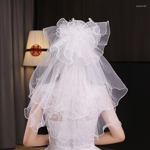 Brudslöjor Ruffled Tulle Wedding Veil för bruden Asien Kvinnor Japan Korea Äktenskapstillbehör med kam