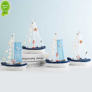 22cm Marine Nautical Creative Sailboat Mode Room Decoration Figurines Miniatures Mediterranean Style Ship Small Boat Ornaments