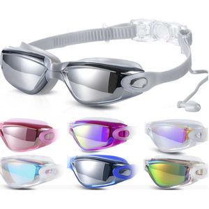 óculos de natação profissionais Óculos de natação nadam óculos com tampões para os ouvidos Clipe de nariz Sile HD HD Homens adultos Mulheres de nadar