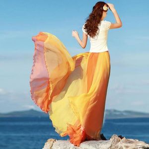 Skirts Women Chiffon Long Lady Girls Beach Sundress Skirt One Size Multi-colored Full Circle Matching Bohemian