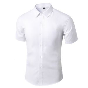 Mäns casual skjortor formell skjorta mäns korta ärm icke-järn affär smal fit koreanskt arbete män vit casual kostym skjorta sommar s-5xl 230515