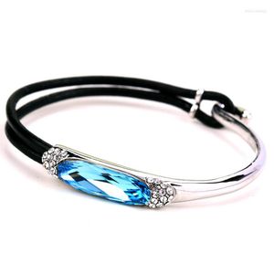 Bangle 2023 Korean Luxury Austrian Crystal Bracelet Women's Hand Bracelets Shiny Bridal Wedding Jewelry Accessories
