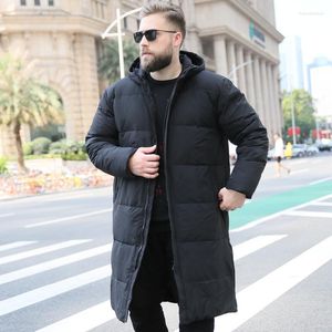 Herrarna ner vinterkoreanska plus size pälsboftar lång vit anka puffer jacka varm douedoune homme 204wm yy1402