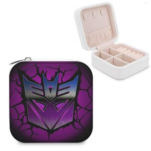 Smyckespåsar Decepticon Storage Box Portable Leather Necklace Earrings Rings Smycken Autobot Cartoon 8s