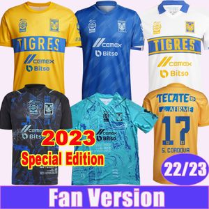 2023 Tigres de la uanl voetbaltruien Speciale editie 22 23 Gignac Lopez D. Reyes Pizarro Aquino L. Quinones ThaUvin thuis weg 3e doelman voetbal shirts
