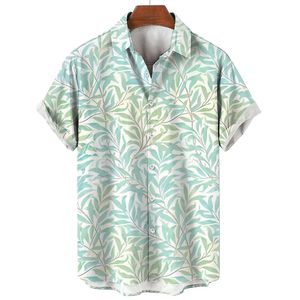 Camicie casual da uomo Abbigliamento da uomo estivo Stampa a righe vegetali Moda casual Vacanze al mare Magliette a maniche corte larghe Camicie da uomo Hawaii per uomo 230516
