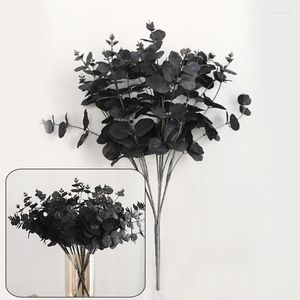 Decorative Flowers Wedding Party Artificial Plant Fake Flower Eucalyptus Simulation Display Black