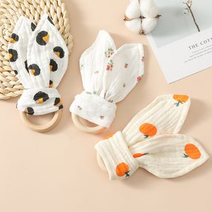 New Animal Ear Bite Baby Bite Doll Pure Cotton Imported Printed Rabbit Ears DH040