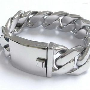 Link-Armbänder HugeHeavy 26 mm Herren-/Jungen-Silberfarbene Kette, modische Glieder, Polierpanzer-Klassiker-Armband, 316L-Edelstahl