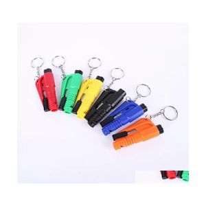 Keychains Lanyards Self Defense Life Saving Hammer Key Chain Rings Portable Emergency Rescue Car Accessories Seat Belt Window Brea Dhqx4