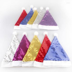 Decorações de Natal 5pcs/Chapéus de Glitter para Adultos Decoração Prata Gold Gold Azul Purple Party Purple Merry