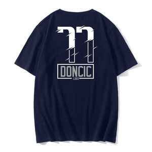 T-shirty męskie 2021 Street Fashion Basketball Fan Doncic Cotton T-shirt krótko-śluzowy luźny oddychany okrągły szyję koszulka sportowa J230516