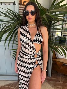 Casual Dresses Two Piece Sets Outfits Women Knitted Stripes Slit Midi Dresses Bra Suits Sexy Party Club Beach Holiday Dress Sets Summer 230515