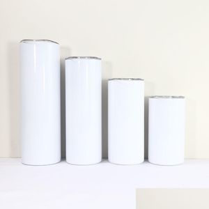 Tumblers Großhandel 12 Unzen 15 Unzen 20 Unzen 30 Unzen Sublimation Gerade Skinny Tumbler Edelstahl Doppelwandiges Vakuum Insated mit versiegeltem Dhwqx