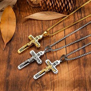 Pendant Necklaces Pendant Necklaces Stainless Steel Gold Plain Cross Jesus Christ Crucifix Jewelry Gifts Necklace For Men Women With Chain