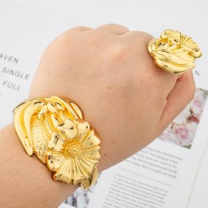 Brincos de colar Set Set Brasilian Bangle Jewelry Color Gold Weddings Exagerate Hand com Jóias Bridal Gifts