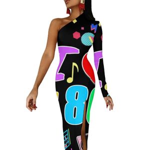 Freizeitkleider I Love The 80S Retro Heart Long Dress Female Cute Graffiti Pinrt Aesthetic Maxi Dress Spring Long Sleeve Elegant Bodycon Dresses 230515