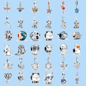 925 Sterling Silber Charms für die Schmuckherstellung für Pandora-Perlen, baumelnde Charm-Frauen-Perlen, hochwertiger Schmuck, Geschenk, Großhandel, Katze, Hundepfote, Schildkröten-Anhänger