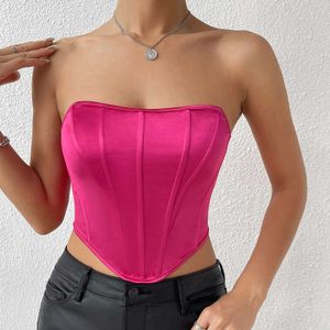 Mulheres Bustier Satin Corset Lace Off ombro da faixa vintage Tops Mulheres uma linha vestidos de primeira linha para mulheres Top Mulheres Mulheres Estacadas Moltas Sem Alça