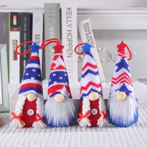 Gnomi del Giorno dell'Indipendenza Decorazioni di peluche 4 luglio Bambola di peluche elfo patriottico Adatto come regalo per bambini Ornamenti fatti a mano per la decorazione dell'home office