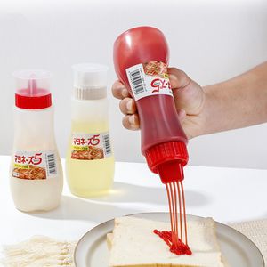 50st 260/380 ml 5 håls pressflaska kreativ design sallad vinäger ketchup honung oljepanna med dammlock BBQ Tillbehör salladverktyg