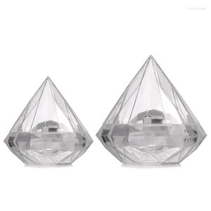 ギフトラップ12pcsクリアプラスチックパッキングボックスダイヤモンド形状透明なキャンディボックス