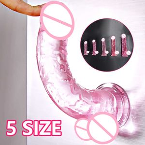 Pene in gelatina di silicone morbido con cazzo Giocattoli per adulti Negozio Big Butt Plug per donna Giocattolo del sesso anale Dildo con ventosa enorme realistico